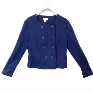 Loft Blazer Jacket Preppy Military Double Breasted Round Neck Navy Size Small
